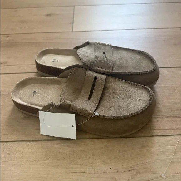 H&M Tan Suede Backless Penny Loafers - Picture 3 of 4